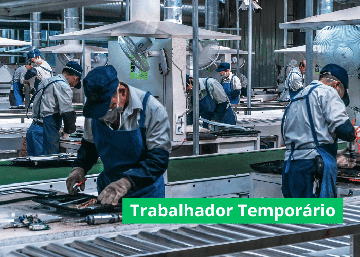 Trabalhador Temporário pessoas trabalhando na fábrica.